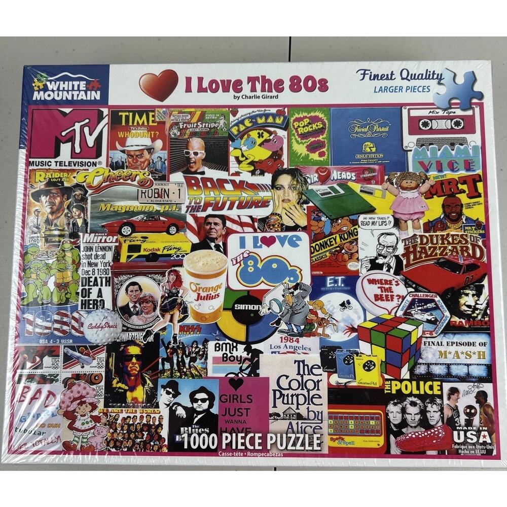 White Mountain 1000 piece puzzle. I Love the 80's 24x30 inch Brand New